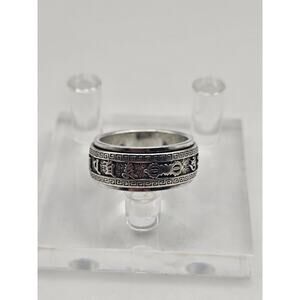 Silver Tibetan Mantra Spinner Meditation Ring– Om Mani Padme Hum – Size 10 & 11